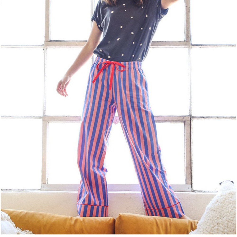 Ban.do pink and blue striped poplin cotton pajama pants, S